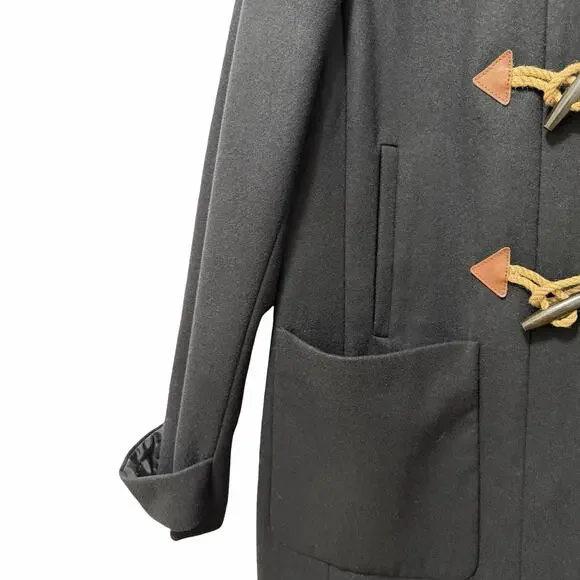 J Crew‎ Womens Toggle Wool Blend Long Coat Size 14 Black Heavyweight Winter Coat - Picture 4 of 14